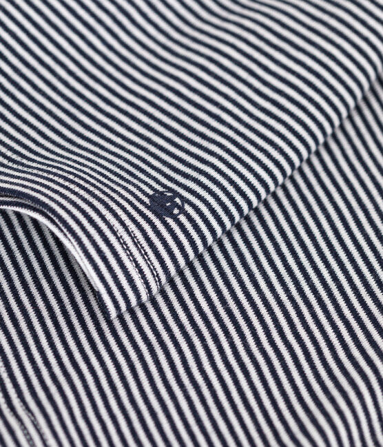 Babies' cotton blouse with a collar SMOKING blue/MARSHMALLOW white