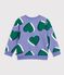 Children's cotton sweatshirt printed with hearts purple/multicolor