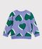 Children's cotton sweatshirt printed with hearts purple/multicolor