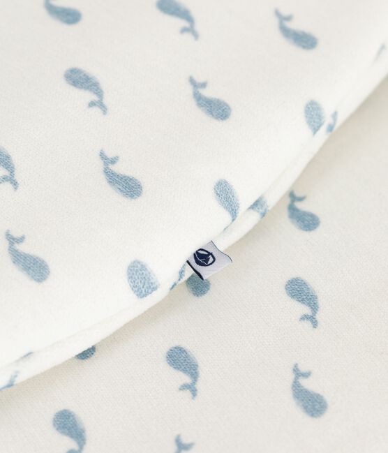Babies' 3 TOG whale-print corduroy sleeping bag MARSHMALLOW /ADRIATIC