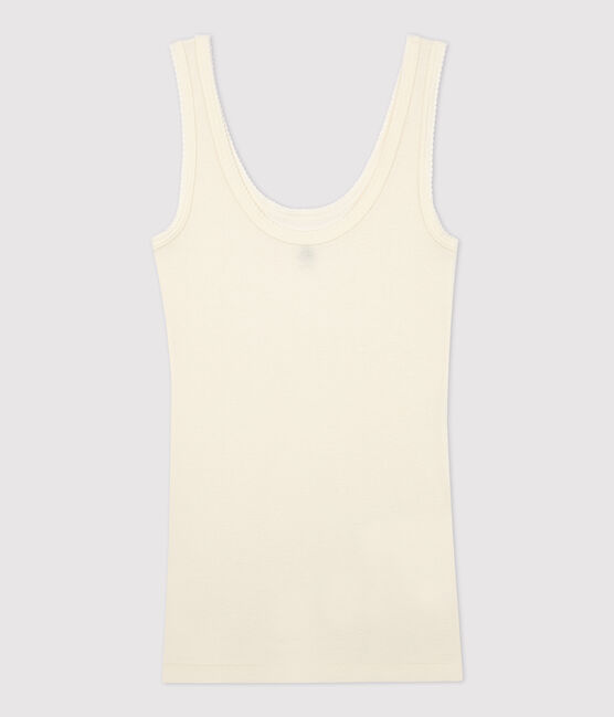 Women's wool and cotton blend tank top MARSHMALLOW white