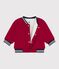 Babies' varsity-style jacket in plain cotton and sherpa AMARANTE
