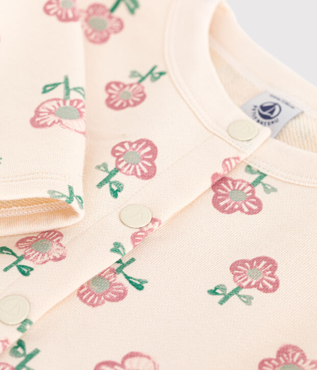 Little girls' fleece cardigan Ecru/multicolor