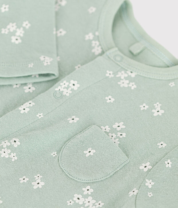 Babies' long jumpsuit in tube knit green/multicolor