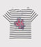 Girls' Short-Sleeved Organic Cotton T-Shirt MARSHMALLOW white/SMOKING blue