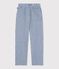 Children's stripy cotton trousers blue/white