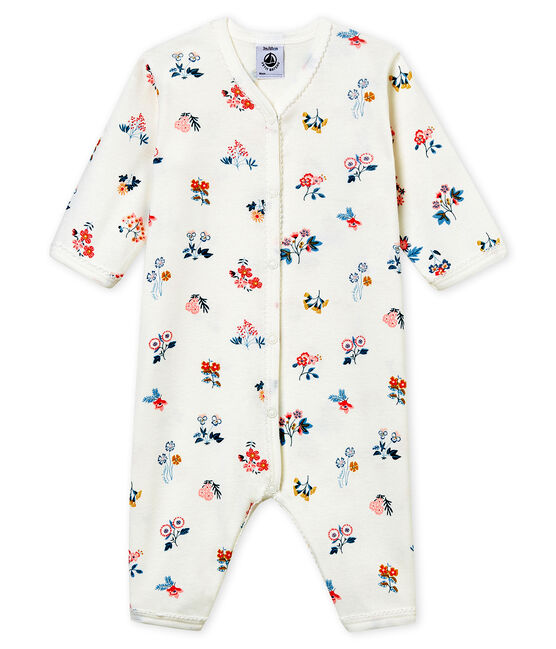 Baby Girls' Ribbed Footless Sleepsuit MARSHMALLOW white/MULTICO white
