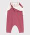Cotton baby romper and bodysuit set with plain collar pink/ecru