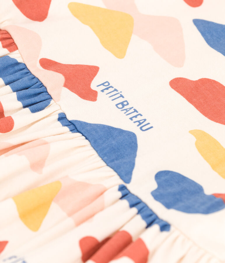 Girls' Long-Sleeved Printed Tube Knit Dress Ecru/multicolor