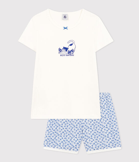 Children's Short Cotton Pyjamas MARSHMALLOW blue/INCOGNITO