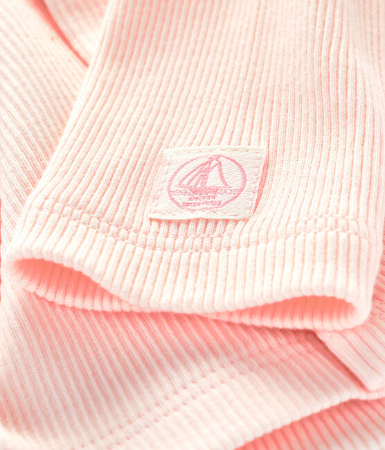 Babies' Organic Cotton 2x2 Rib Knit Cardigan FLEUR pink