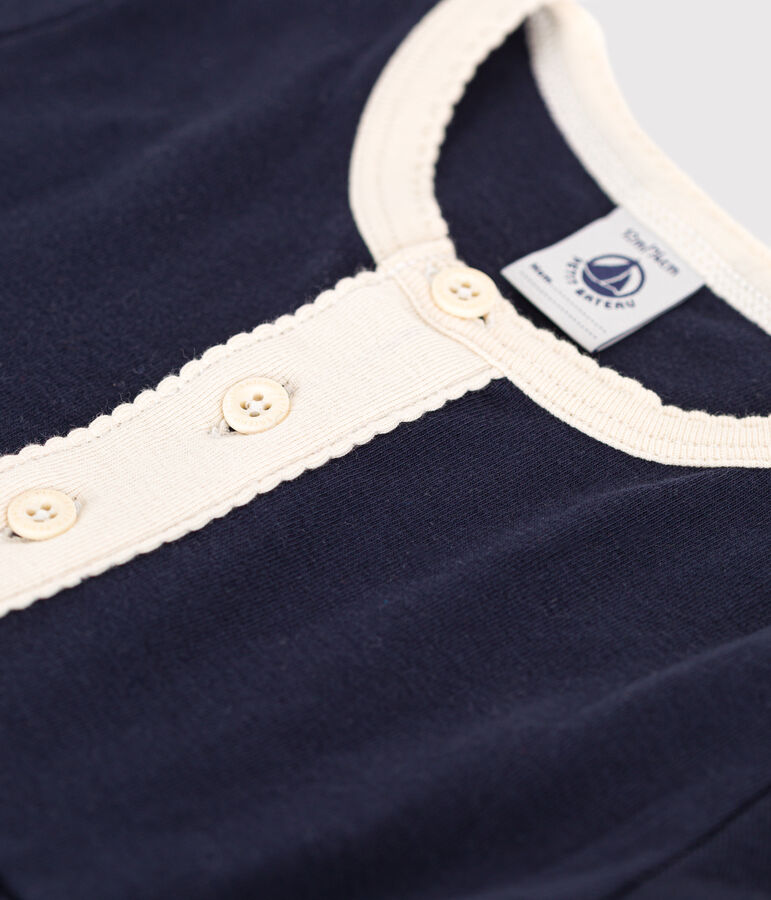 Babies' cotton short-sleeved dress blue