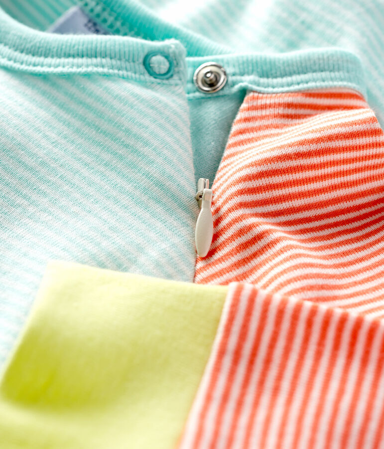 Babies' Footless Ribbed Sleepsuit CORAL orange/MARSHMALLOW white