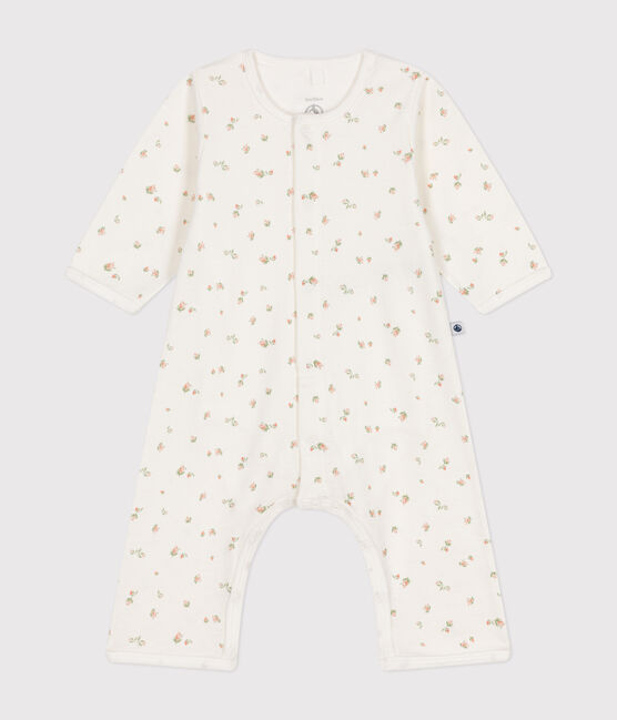 Babies' footless cotton bodyjama MARSHMALLOW white/MULTICO white