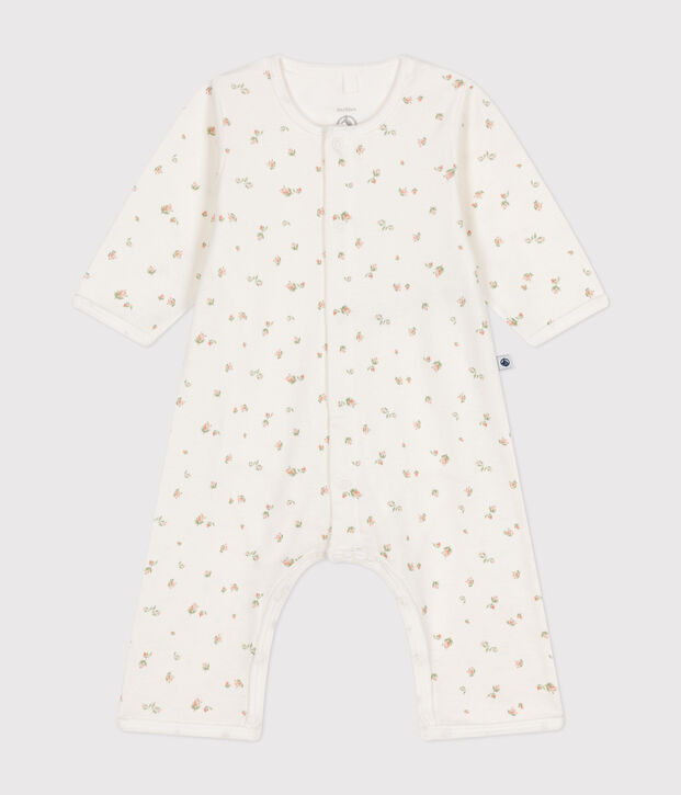 Babies' footless cotton bodyjama white/multicolor