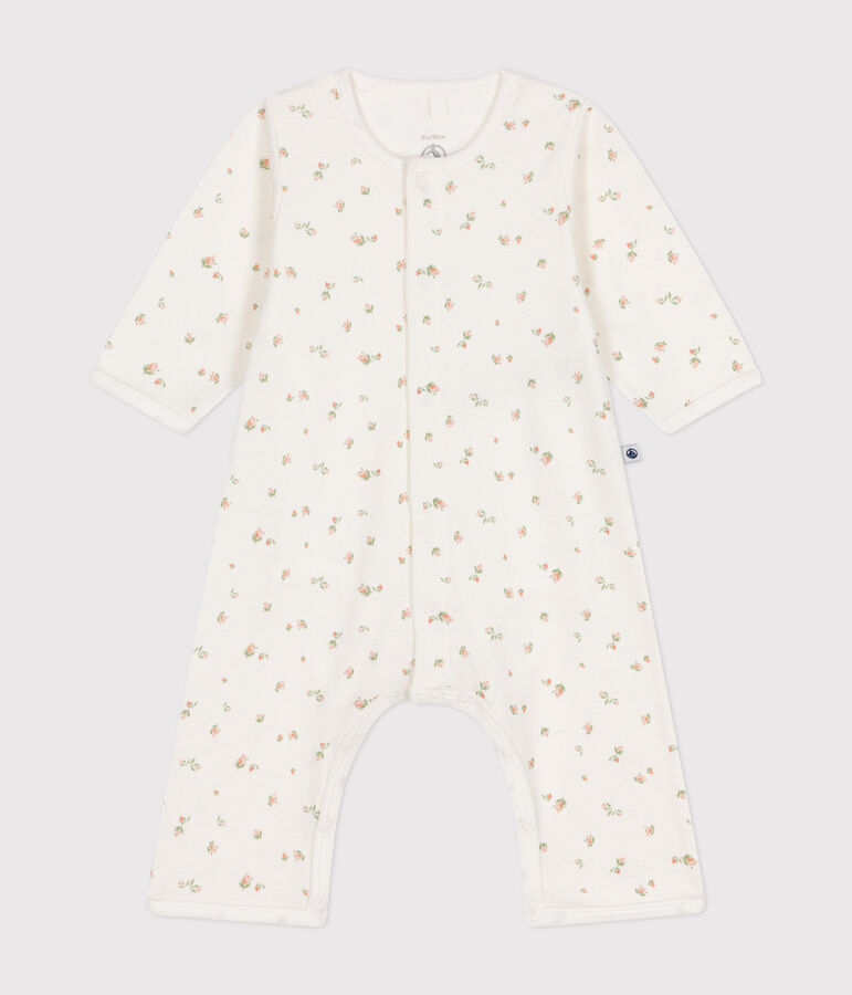 Babies' footless cotton bodyjama white/multicolor