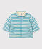 Babies' Stripy Puffer Jacket with Retractable Hood AZUL blue/AVALANCHE white