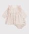 Babies' floral print cotton dress Ecru/multicolor
