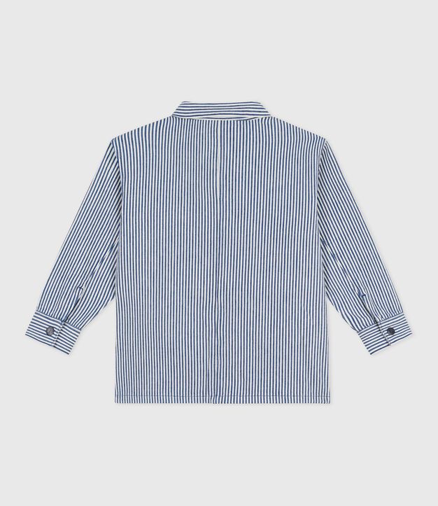 Children's stripy cotton jacket blue/white