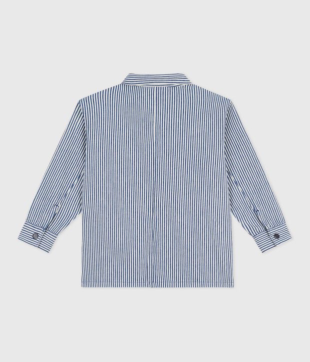 Children's stripy cotton jacket blue/white