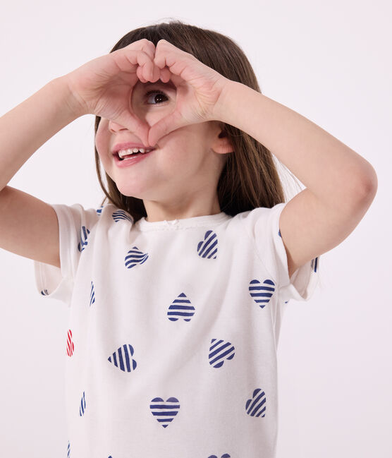Children's floral cotton pyjamas MARSHMALLOW /SPI /MULTICO