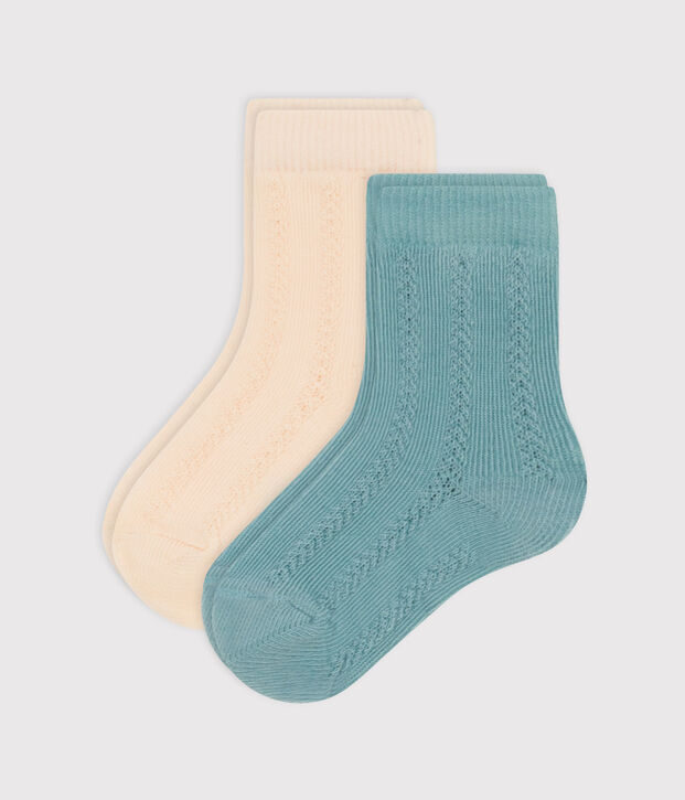 Babies' Plain Cotton Jersey Socks - 2-Pack multicolor