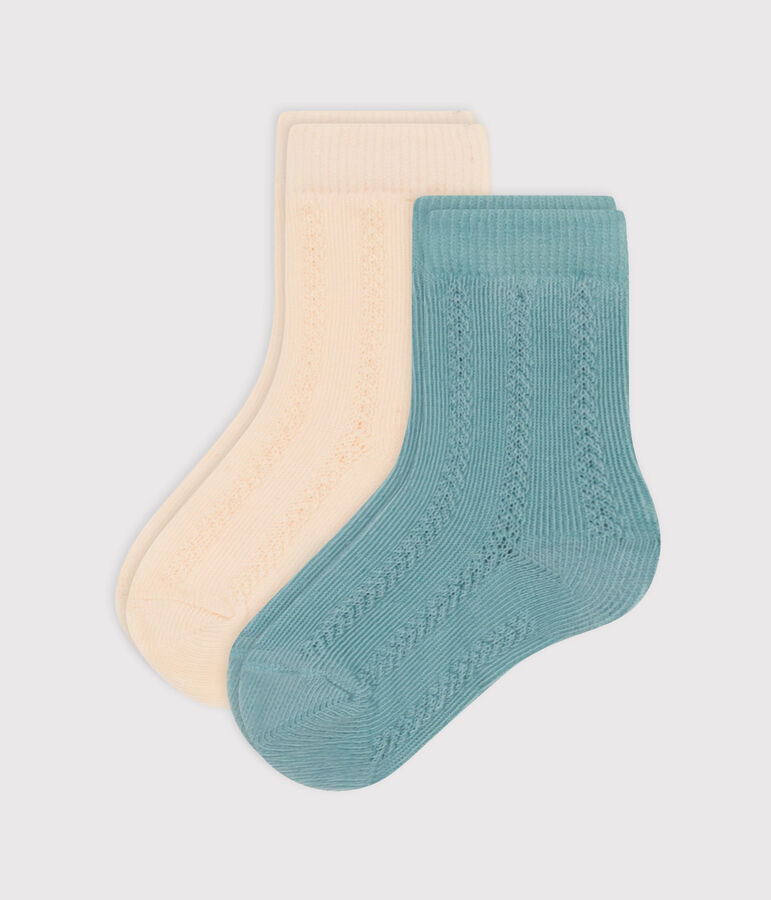 Babies' Plain Cotton Jersey Socks - 2-Pack multicolor