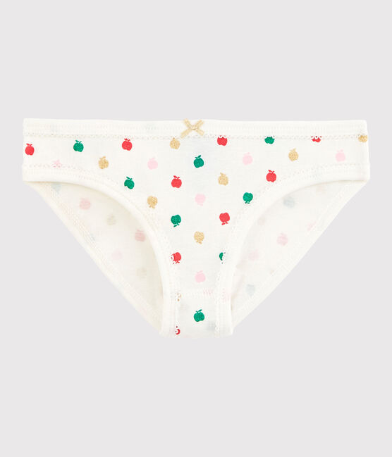Girls' Cotton Knickers MARSHMALLOW white/MULTICO white