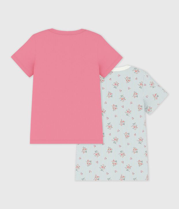 Pack of children's short-sleeved floral print cotton T-shirts multicolor