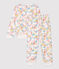 Girls' Fleece Floral Print Pyjamas MARSHMALLOW white/MULTICO white