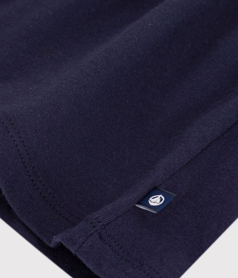 Babies' short-sleeved plain cotton dress with a sailor collar blue