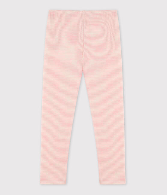 Girls' Pinstriped Wool/Cotton Leggings CHARME pink/MARSHMALLOW white