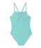 Girl's one-piece swimsuit FLAG green/LAIT white
