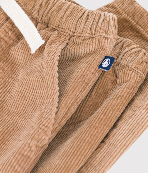 Babies' plain corduroy trousers LATTE