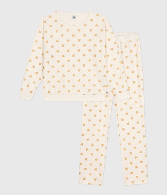 Women's golden heart print cotton pyjamas MILK /DORE