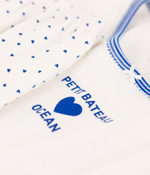 Girls' Cotton Pyjamas white/blue
