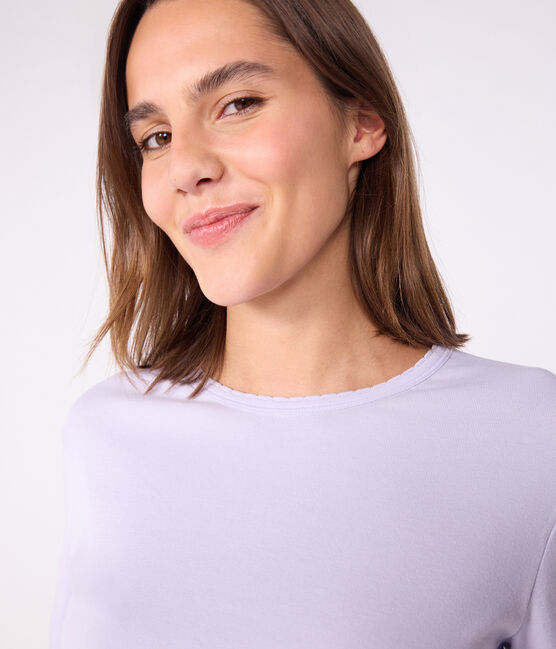 Women's Iconic long-sleeved cotton cocotte stitch T-shirt PARME purple