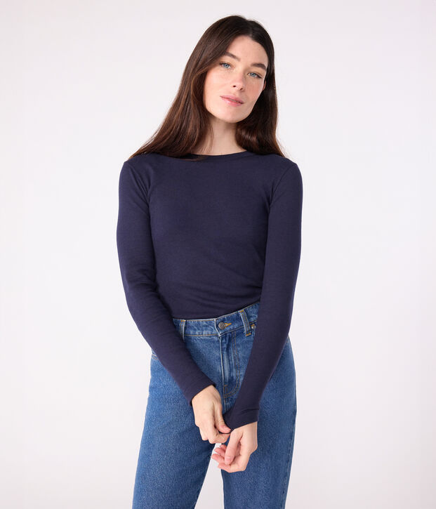 Women's Iconic long-sleeved wool and cotton T-shirt SMOKING