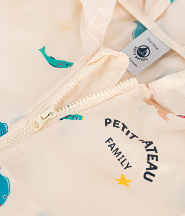 Babies' Anti-UV Recycled Polyester Windbreaker Ecru/multicolor