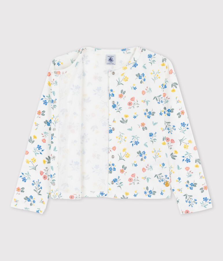 Girls' Print Cotton Cardigan white/multicolor