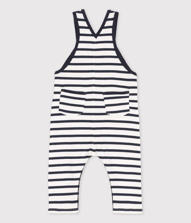 Babies' Organic Long Jersey Dungarees white/blue