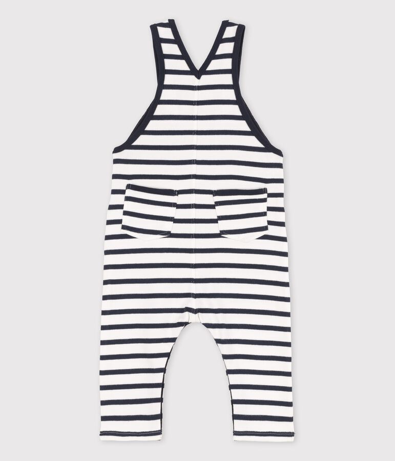 Babies' Organic Long Jersey Dungarees white/blue