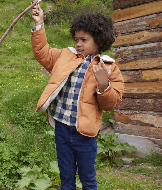 Children's unisex short jacket lined with sherpa ECUREUIL brown