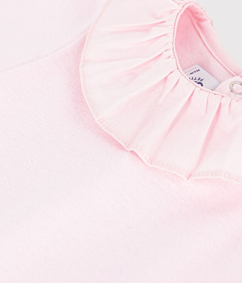 Babies' plain cotton body with a collar pink