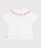 Children's short-sleeved blouse in plain cotton poplin. ECUME white