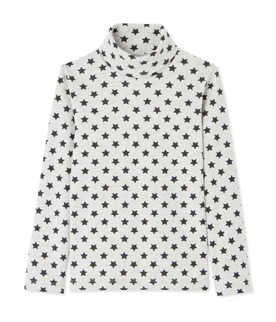 Boy's star print base layer turtleneck BELUGA grey/MAKI grey