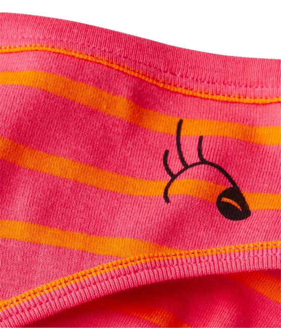 Women's striped original rib briefs GEISHA pink/FEU orange