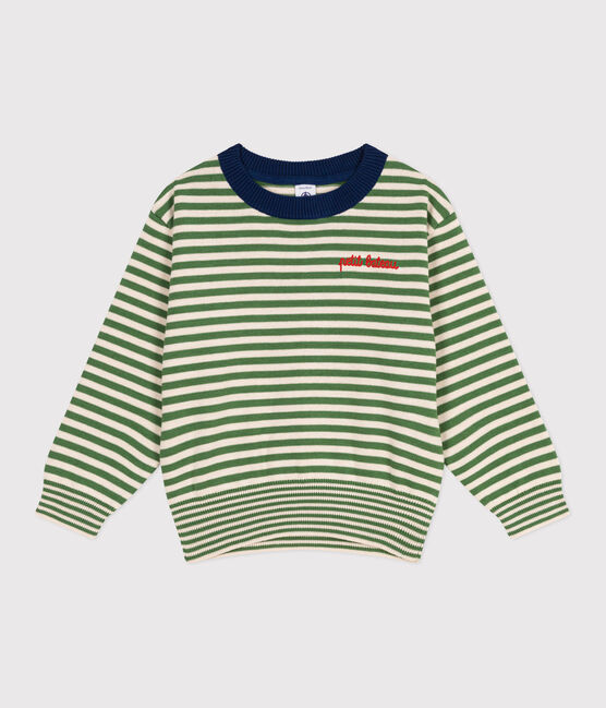 Children's stripy cotton jumper PALMERAIE green/AVALANCHE