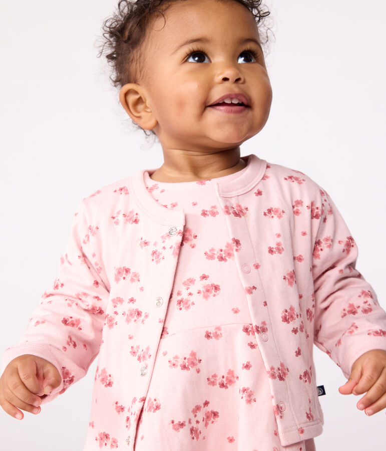 Babies' floral-print cotton cardigan pink/multicolor