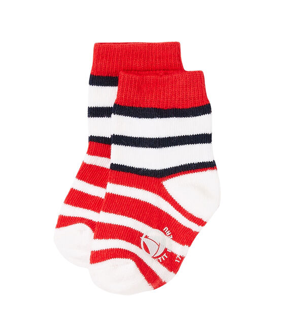 Baby boys' striped socks PEPS red/MULTICO white